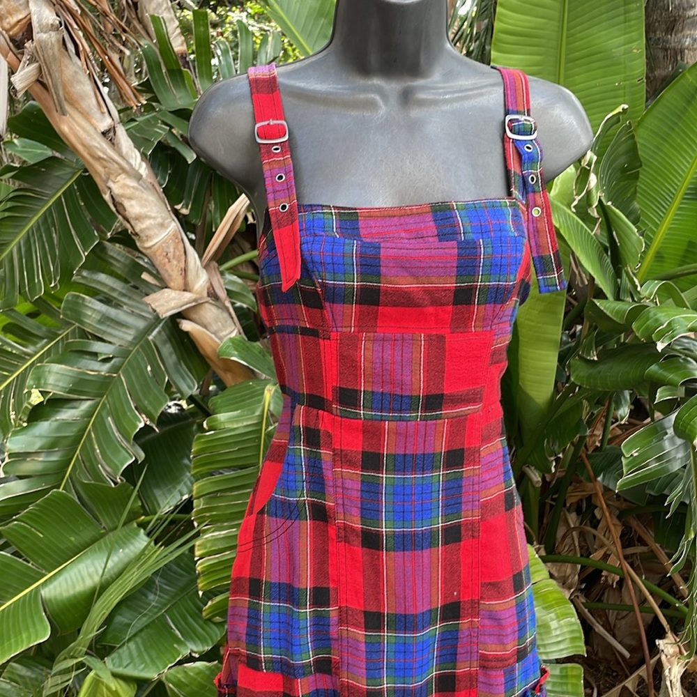 BDG drop waste plaid overall slip dress - Picture 3 of 11